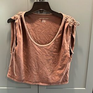 American Eagle brown tank with cinched shoulder ties
